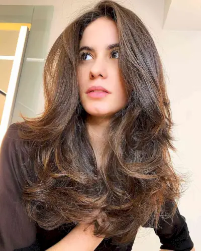 Healthy Long Layered Brunette Style 