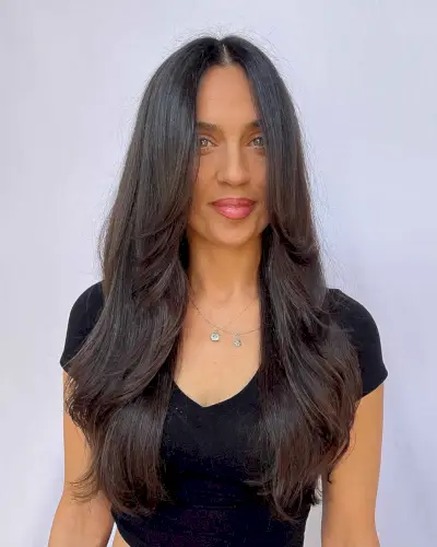 Ideal brunette long layered hair