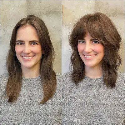 Layered Soft Shag with Curtain Bangs
