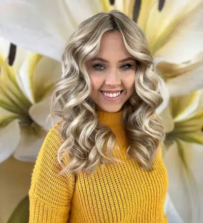 Stunning Soft Blonde Curled Waves with Layers