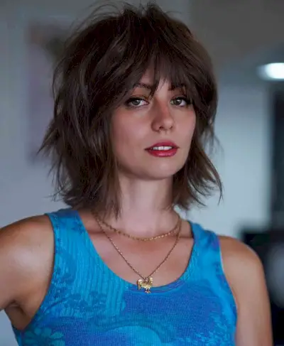 Neck-Length Shaggy French Bob with Choppy Layers