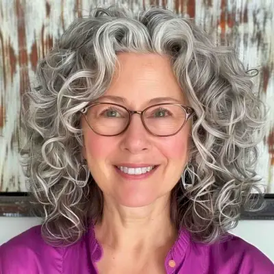 Layered hair with curls for women over 50
