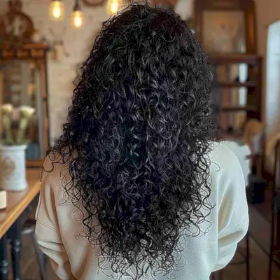 Modern V-Shape Layers for Naturally Curly Hair