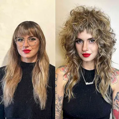 Layered Shag with Choppy Bangs and Balayage Highlights