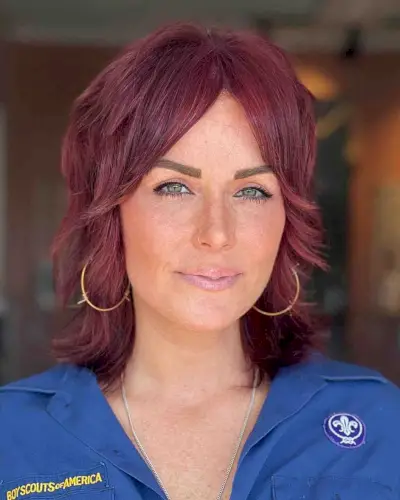 Maroon Layered Short Shag