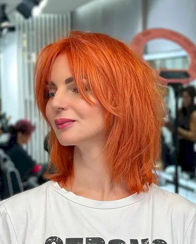 Bright Orange Layered Short Shag