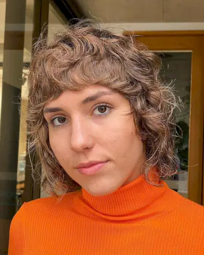 Shaggy Bob Cut with Bangs for Curly Hair