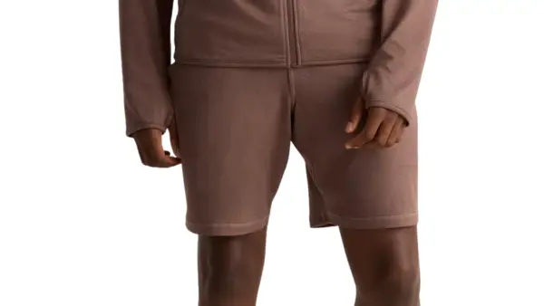 man wearing Quince Flowknit Performance Short in brown