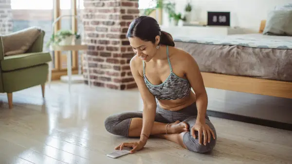 woman on meditation app