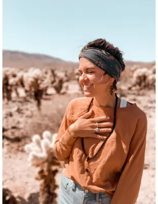 Writer Sierra Vandervort standing outside during her year of living in a van