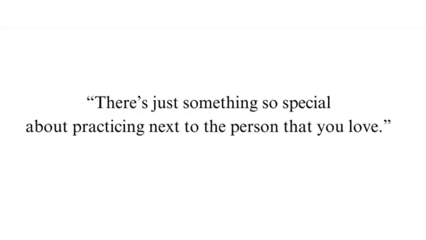 A screenshot of a quote from a love story yoga couple on what it