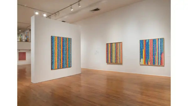An installation of paintings by Alma Thomas on display at Studio Museum in Harlem
