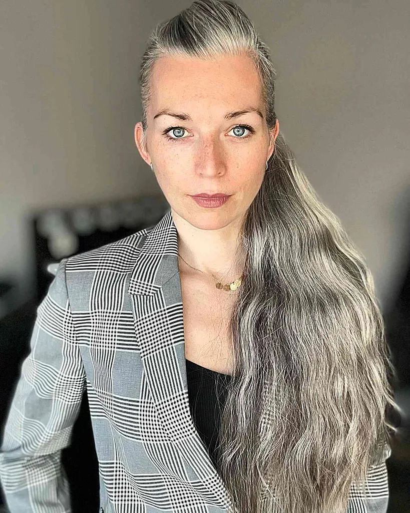 Elegantiška ir seksuali šoninė arklio uodega ilgiems plaukams' title=