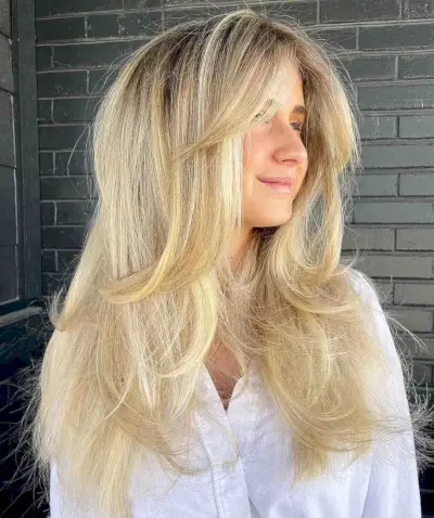 Long Layered Blonde Low-Maintenance Hairstyle