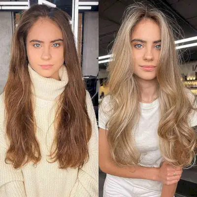 Low-Maintenance Center-Parted Long Light Brunette Hair