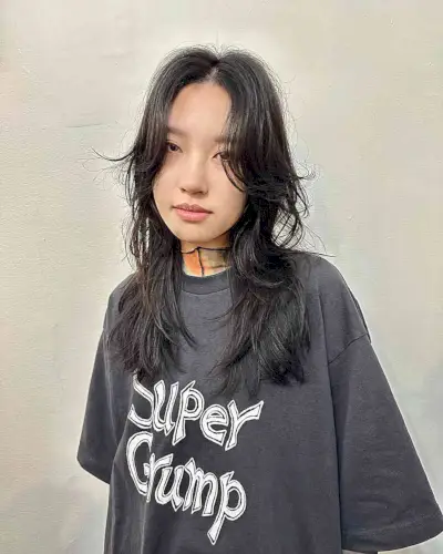 Low-Maintenance Long Hush Cut with Face-Framing Bangs