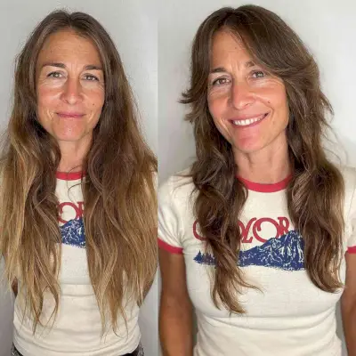 long shaggy cut with bangs for women