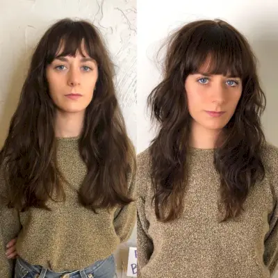 Long wavy shag with wispy bangs