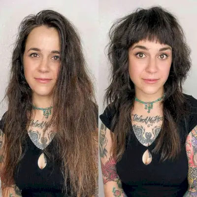 long shaggy mullet with bangs