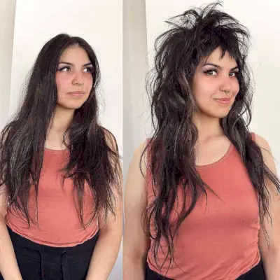 Extra Long Wolf Cut with Choppy Bangs