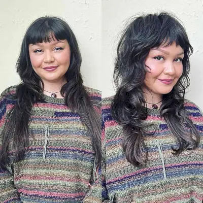 Long Wolf Cut with a Shaggy Face Frame