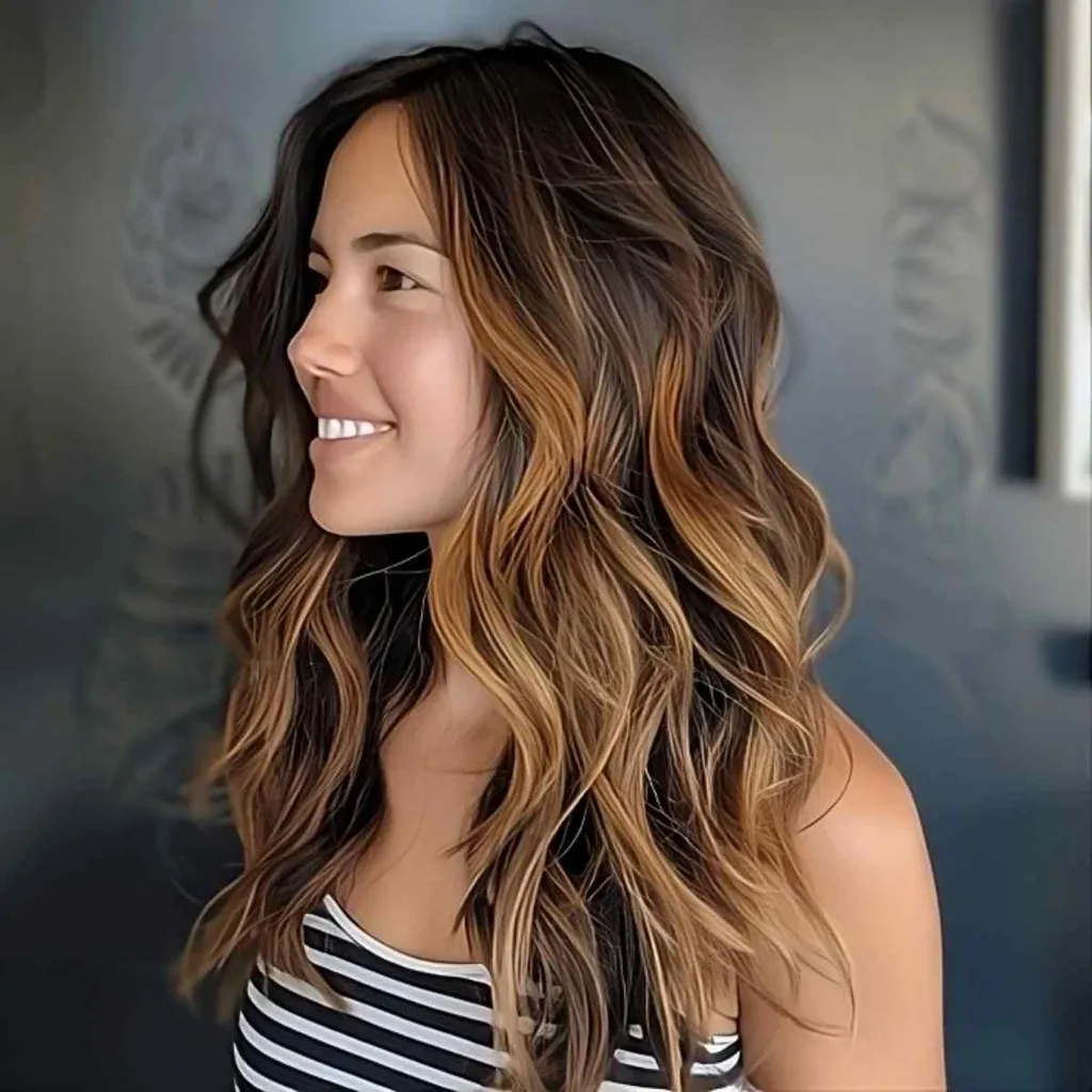 trubbigt klippt långt hår som är lätt vinklat' title=