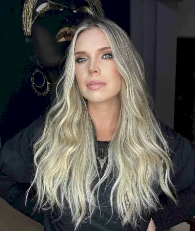 Long Blonde Balayage Hair with Razored Thin Ends