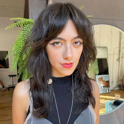 Mid-Long Modern Wolf Shag with Center-Parted Bangs