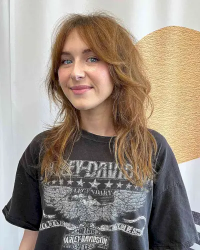 Messy Wolf Style and Curtain Fringe for Mid-Long Thin Hair