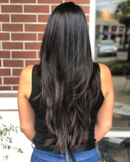 매우 긴 머리에 짧은 레이어' title=