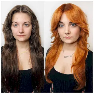 Feathered Curtain Bangs on Long Shagged Hair