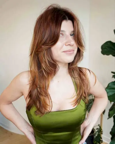 Wispy Shag with Long Curtain Bangs for Thin Hair