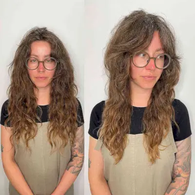 Long Fluffy Razor Cut Shag with a Curtain Fringe