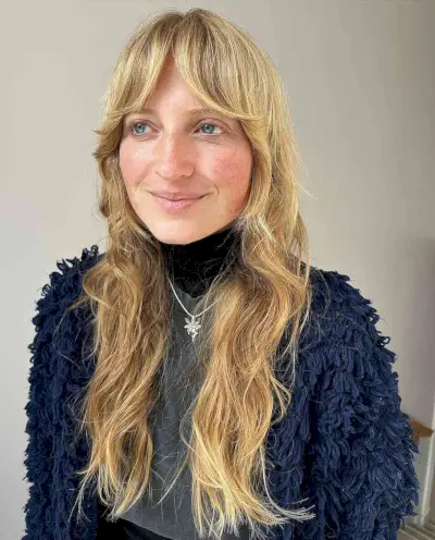 Long Layered Shag with Curtain Bangs