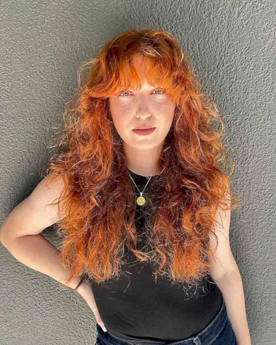 80s-Inspired Long Messy Layers with Middle Part Bangs