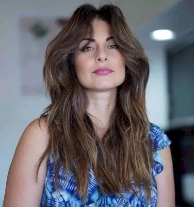 Adorable Long Layered Hair with Curtain Bangs