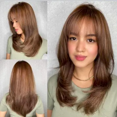 Light bangs on long-length hair