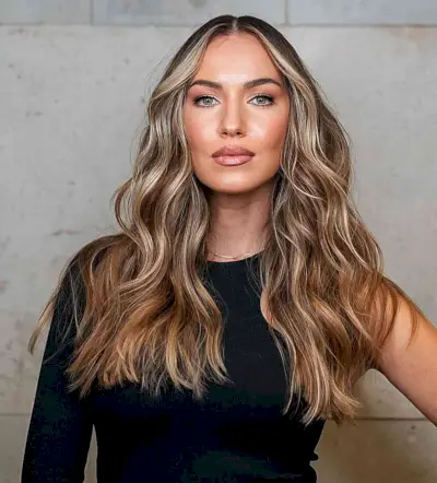 Long Sand Balayage Blunt Cut