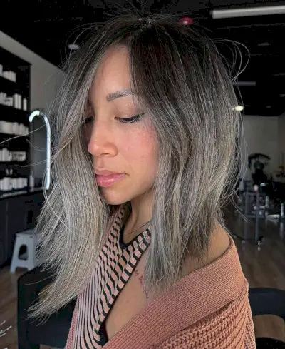 Ashy and Smokey Colored Layered Lob