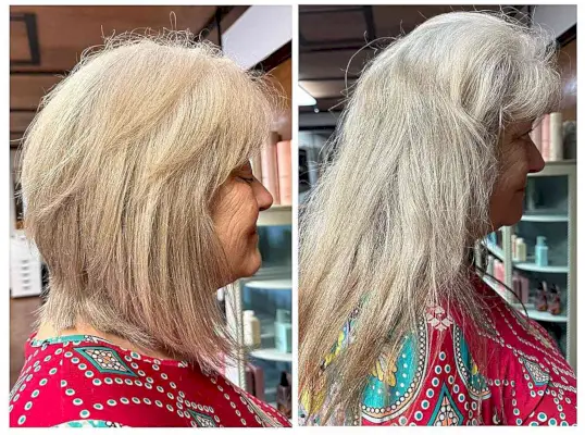 Shoulder-Length Bob with Visible Layers for women with blonde hair