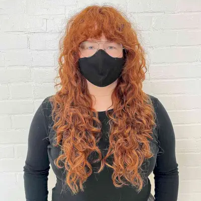 Very Long Curly Shag with Curly Bangs