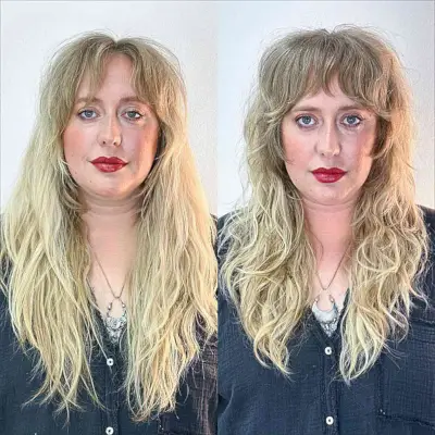 Long Effortless Shaggy Cut with Thick Bottleneck Fringe