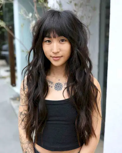 Amazing Long Cut Shag with Bangs for Thicker Hair