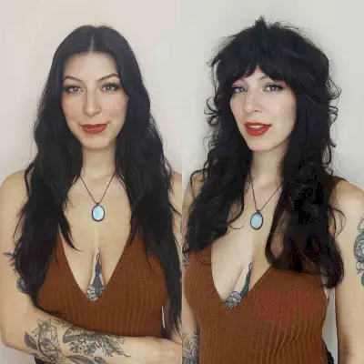 Glam Long Shaggy Hair with Thick Bangs