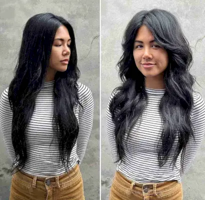 Extra Long Shag with Middle Part Bangs