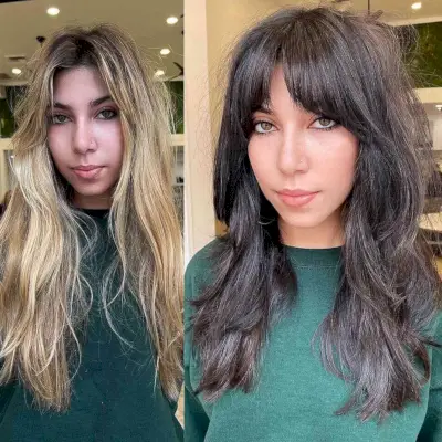 Multi-Layered Long Shaggy Cut with Middle Part Bangs