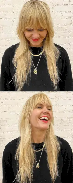 Long Blonde Shag with Long Bangs