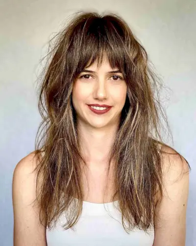 Long Messy Shaggy Hair with a Fringe