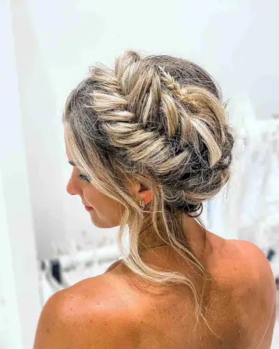 Braided fishtail updo hairstyle