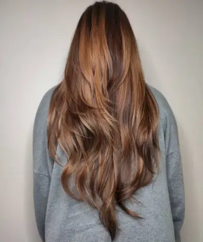 Heavily Layered V-Shaped Hair